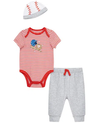 Little Me Kids' Baseball Bodysuit Set Hat In Red