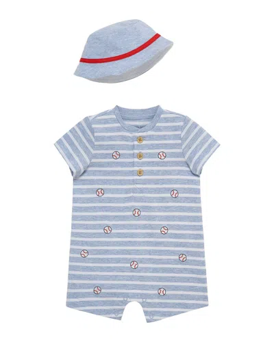 Little Me Baseball Romper Hat In Blue
