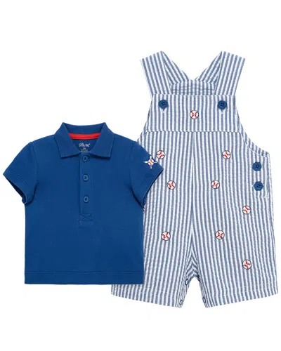 Little Me Kids' Baseball Shortall Set In Blue