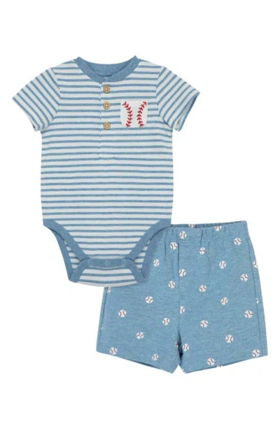 Little Me Babies' Baseball T-shirt & Shorts Set In Blue