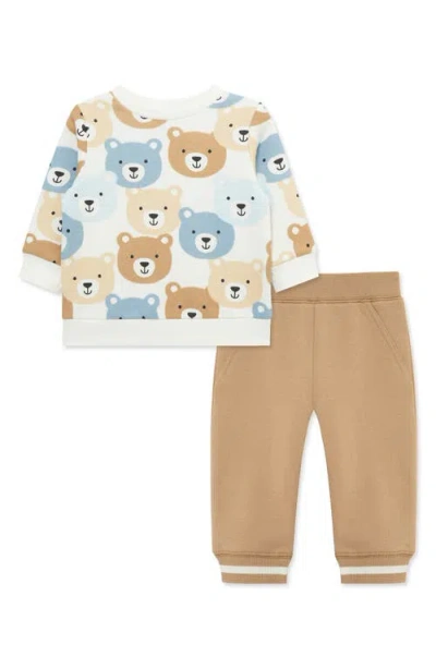 Little Me Babies'  Bear Sweatshirt & Joggers Set In Nude