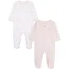 Little Me Bears Assorted 2-pack Organic Cotton Footies In Pink