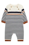 Little Me Block Stripe Cotton Knit Romper In Multi