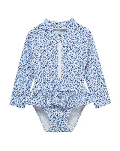 Little Me Kids' Blue Floral One-piece Rashguard