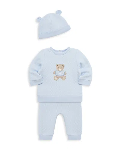 Little Me Boys' Bear Quilted Top, Hat & Pants Set - Baby In Blue