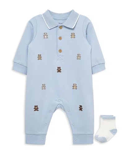 Little Me Boys' Bears Coverall & Socks Set - Baby In Blue