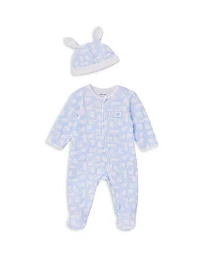 Little Me Kids' Boys' Bunny Cotton Footie & Hat Set - Baby In Blue