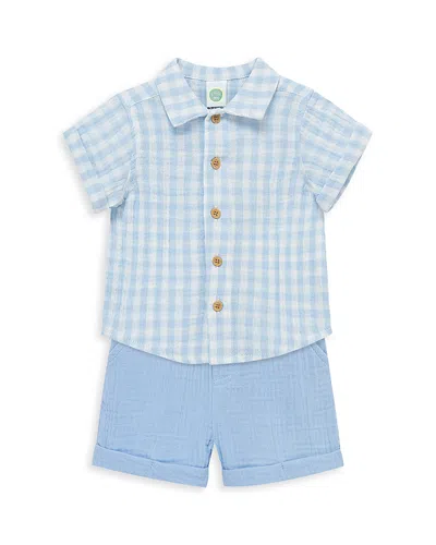 Little Me Boys' Check Shirt & Shorts Set - Baby In Blue