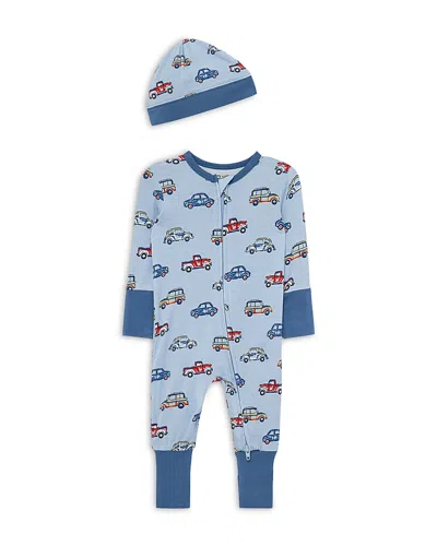 Little Me Boys' Colorful Cars Coverall And Hat - Baby In Multi