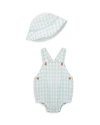 LITTLE ME BOYS' COTTON CHECKED SUNSUIT WITH HAT - BABY