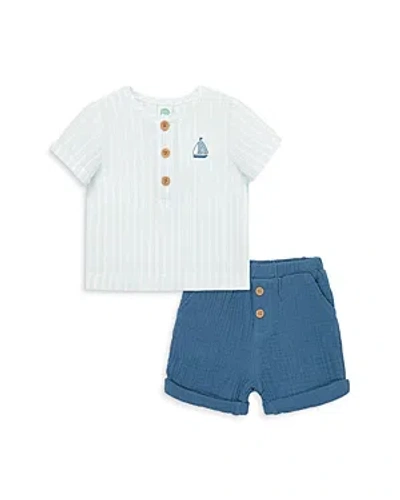 Little Me Boys' Cotton Sailboat Shorts Set - Baby In Blue