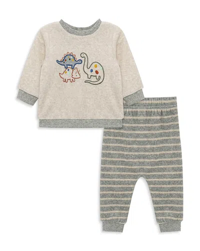 Little Me Boys' Dino Stripe Velour Set - Baby In Gold