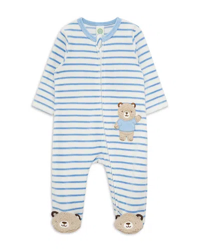 Little Me Boys' Fuzzy Bear Velour Footie - Baby In Blue