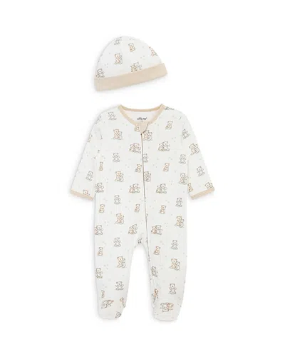 Little Me Boys' Fuzzy Bears Footie With Hat - Baby In White