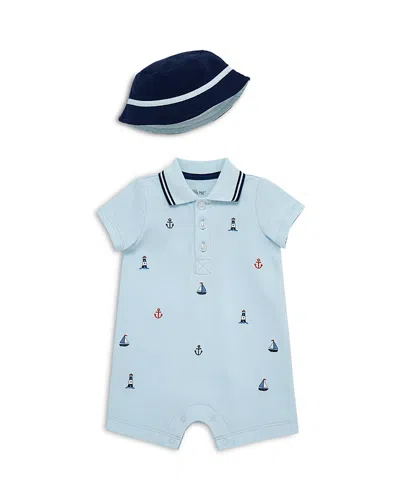 Little Me Boys' Nautical Romper & Hat Set - Baby In Blue