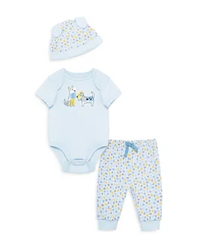 Little Me Boys' Puppy Geo Bodysuit Pant Set & Hat - Baby In Blue