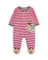 Little Me Boys' Reindeer Stripe Footie - Baby In Multi
