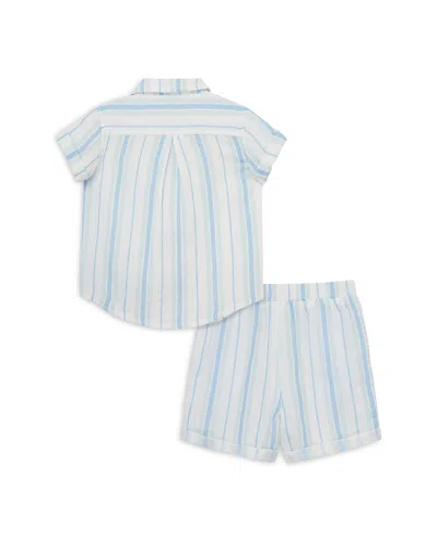 Little Me Boys' Striped Shirt & Shorts Set - Baby In Blue