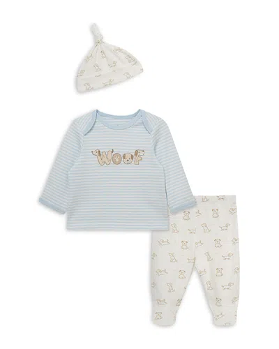 Little Me Boys' Woof Woof Lap Shoulder Top, Hat & Footed Pants Set - Baby In Multi