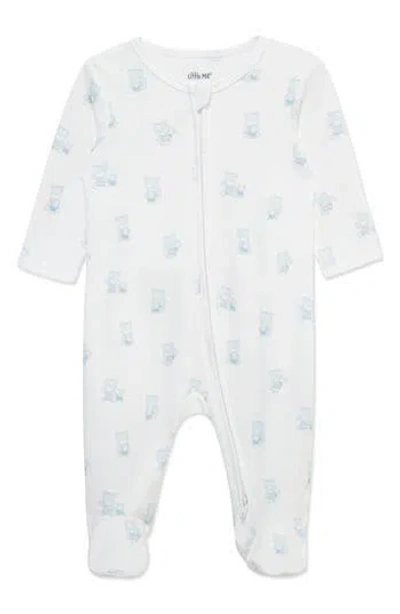 Little Me Babies'  Busy Bears Pima Cotton Footie In Blue