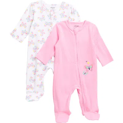 Little Me Butterfly Assorted 2-pack Cotton Footies In Pink