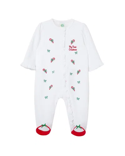 Little Me Candy Cane Footie In White