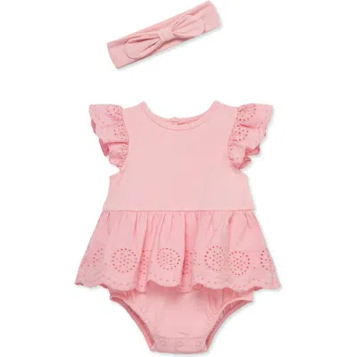 Little Me Girls' Candy Eyelet Bodysuit & Headband Set - Baby In Pink