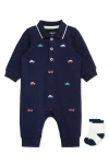 Little Me Baby Boys Cars Coverall & Socks, 2 Piece Set In Blue