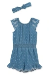 Little Me Baby Girls 2-pc. Chambray Dot Romper & Headband Set In Blue