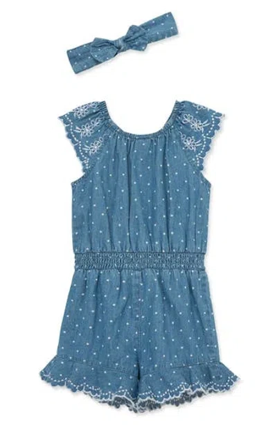 LITTLE ME LITTLE ME CHAMBRAY ROMPER & HEADBAND SET