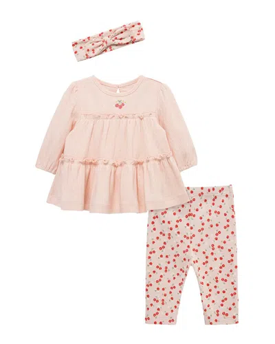 Little Me Kids' Cherries Tunic Set Headband In Pink
