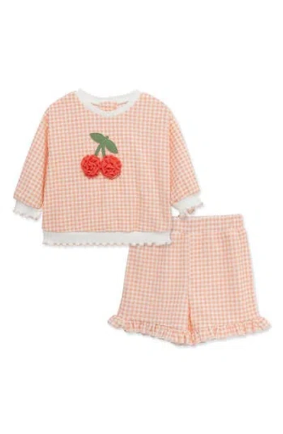 Little Me Babies'  Cherry Appliqué Gingham Top & Shorts Set In Multi