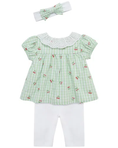 Little Me Kids' Cherry Check Set Headband In Multi