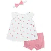 Little Me Cherry Eyelet Cotton Top, Shorts & Headband Set