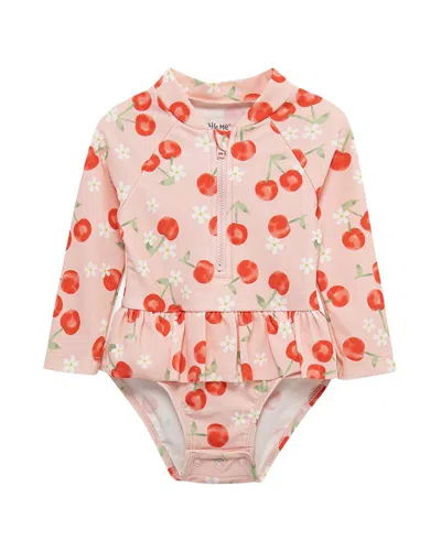 Little Me Kids' Cherry One-piece Rashguard In Pink