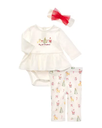 Little Me Christmas Bodysuit Set In Gray
