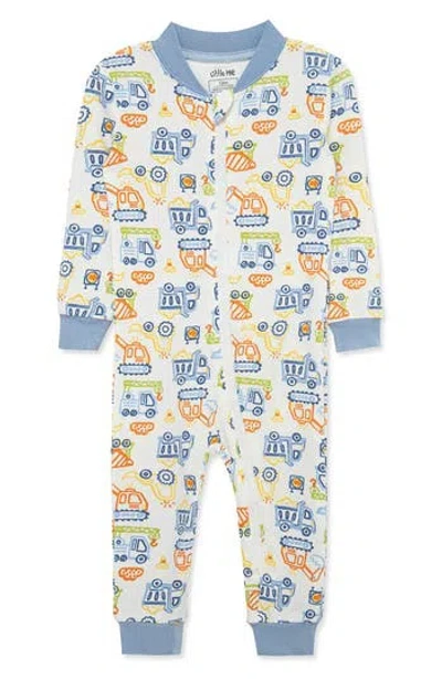 Little Me Babies'  Construction Zip Stretch Viscose Coverall In Multi