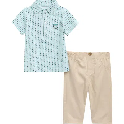 Little Me Babies'  Cotton Golf Polo & Pants Set In Multi