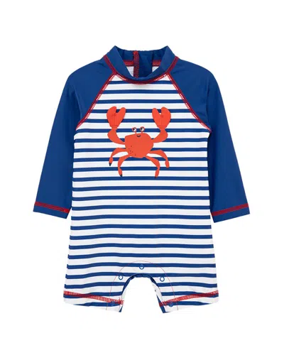 Little Me Kids' Crab Rashguard Suit In Gray