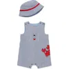 Little Me Baby Boys 2-pc. Cotton Crab Sunsuit & Bucket Hat Set In Blue