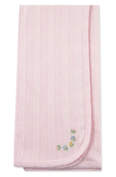 Little Me Kids' Dainty Flowers Pointelle Cotton Blanket In Pink