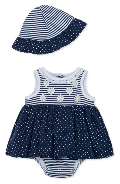 Little Me Baby Girls Daisies Popover With Hat In Blue