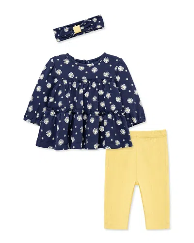 Little Me Kids' Daisies Tunic Set Headband In Blue