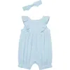 Little Me Baby Girls Cotton Daisy Romper & Headband In Blue