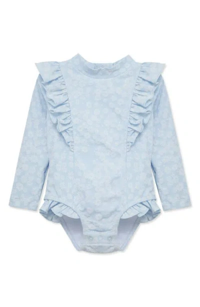 Little Me Babies'  Daisy Long Sleeve One-piece Rashguard Swimsuit In Blue