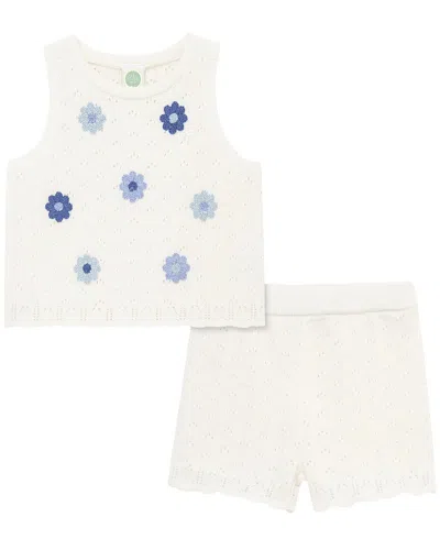 Little Me Kids' Daisy Pointelle Set In White