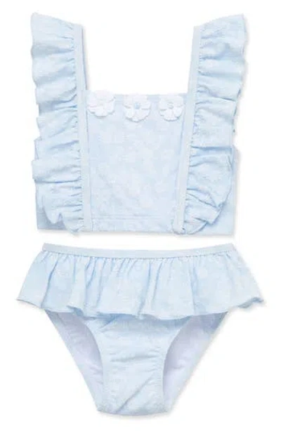 Little Me Babies'  Daisy Ruffled Upf 50+ Two-piece Bikini In Blue