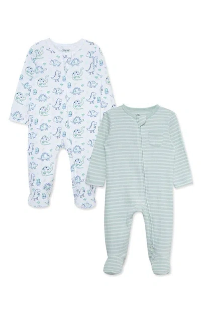 Little Me Babies'  Dino Assorted 2-pack Footies In Green