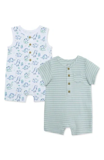 Little Me Babies'  Dino Assorted 2-pack Rompers In Green
