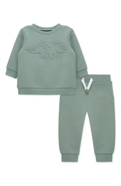 Little Me Babies'  Dino Sweatshirt & Joggers Set In Gray